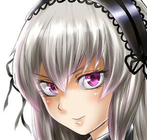 Rating: Safe Score: 3 Tags: 1girl bangs black_ribbon closed_mouth face flower hair_ribbon hairband image looking_at_viewer portrait purple_eyes ribbon silver_hair simple_background solo suigintou white_background User: admin