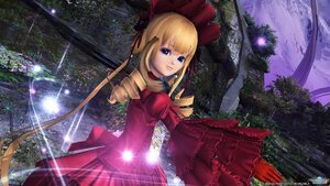 Rating: Safe Score: 0 Tags: 1girl blonde_hair blue_eyes bow dress drill_hair flower forest hair_ribbon image long_hair looking_at_viewer looking_back nature outdoors red_dress ribbon shinku solo tree twin_drills twintails water User: admin
