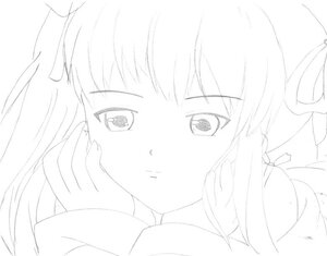 Rating: Safe Score: 0 Tags: 1girl blush closed_mouth eyebrows_visible_through_hair greyscale image long_hair looking_at_viewer monochrome shinku simple_background solo white_background User: admin