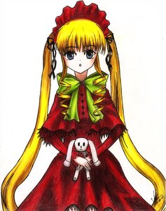 Rating: Safe Score: 0 Tags: 1girl :o blonde_hair blue_eyes blush bonnet bow bowtie doll dress drill_hair green_bow image long_hair long_sleeves looking_at_viewer red_dress shinku solo standing twin_drills twintails very_long_hair User: admin