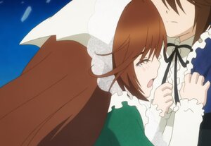 Rating: Safe Score: 0 Tags: 2girls blush brown_hair closed_eyes dress green_dress image incest long_sleeves multiple_girls open_mouth siblings sisters solo souseiseki suiseiseki tears twins User: admin
