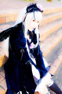 Rating: Safe Score: 0 Tags: 1girl black_dress closed_mouth dress frills gothic_lolita hairband lolita_fashion long_hair long_sleeves red_eyes solo suigintou thighhighs white_hair wings User: admin