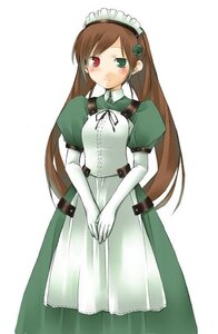 Rating: Safe Score: 0 Tags: 1girl blush brown_hair dress elbow_gloves gloves green_dress green_eyes heterochromia image long_hair maid nu_(plastic_eraser) puffy_sleeves red_eyes rozen_maiden short_sleeves simple_background solo standing suiseiseki very_long_hair white_background white_gloves User: admin