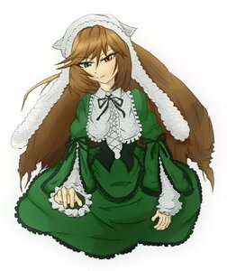 Rating: Safe Score: 0 Tags: 1girl brown_hair dress frills green_dress green_eyes head_scarf heterochromia image long_hair long_sleeves looking_at_viewer red_eyes simple_background sitting solo suiseiseki very_long_hair white_background User: admin