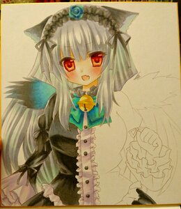 Rating: Safe Score: 0 Tags: 1girl animal_ears bell blush cat_ears fang frills image lolita_hairband long_hair marker_(medium) open_mouth photo red_eyes ribbon rose shikishi silver_hair solo suigintou traditional_media wings User: admin
