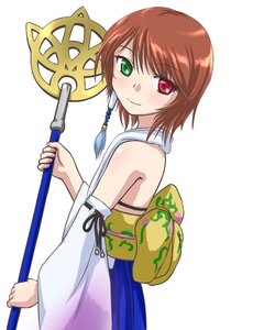 Rating: Safe Score: 0 Tags: 1girl blush brown_hair detached_sleeves from_side green_eyes hakama heterochromia holding holding_staff image japanese_clothes long_sleeves looking_at_viewer red_eyes short_hair simple_background smile solo souseiseki staff white_background yuna_(ff10) User: admin
