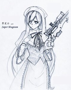 Rating: Safe Score: 0 Tags: 1girl greyscale gun image long_sleeves monochrome rifle solo suiseiseki weapon User: admin