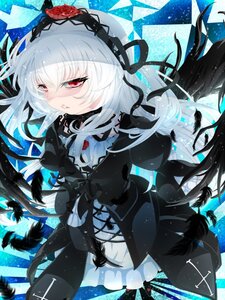 Rating: Safe Score: 0 Tags: 1girl black_dress black_ribbon black_wings dress feathers flower frills gothic_lolita hairband image lolita_fashion lolita_hairband long_hair long_sleeves red_eyes ribbon rose silver_hair solo suigintou wings User: admin