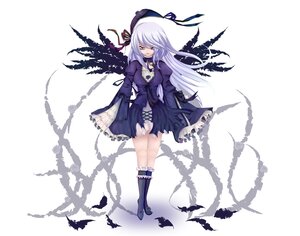 Rating: Safe Score: 0 Tags: 1girl boots doll_joints dress feathers hat image knee_boots kneehighs long_hair purple_eyes ribbon solo striped suigintou User: admin