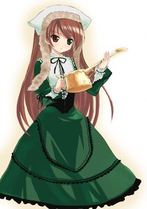 Rating: Safe Score: 0 Tags: 1girl brown_hair dress frills green_dress green_eyes head_scarf heterochromia holding image long_hair long_sleeves looking_at_viewer red_eyes simple_background solo suiseiseki twintails very_long_hair watering_can User: admin