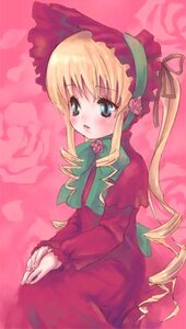 Rating: Safe Score: 0 Tags: 1girl blonde_hair blue_eyes blush bonnet bow bowtie dress drill_hair green_bow image long_hair long_sleeves looking_at_viewer red_dress shinku simple_background solo standing twintails very_long_hair User: admin