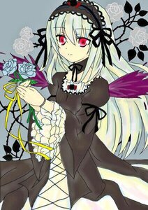 Rating: Safe Score: 0 Tags: 1girl black_dress black_ribbon dress flower frills hairband holding_flower image juliet_sleeves lolita_fashion long_hair long_sleeves looking_at_viewer marker_(medium) puffy_sleeves red_eyes ribbon rose smile solo suigintou traditional_media wings User: admin