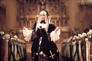 Rating: Safe Score: 0 Tags: 1girl black_dress blurry blurry_background blurry_foreground closed_mouth depth_of_field dress flower gothic_lolita lolita_fashion long_hair long_sleeves looking_at_viewer solo standing suigintou wide_sleeves User: admin