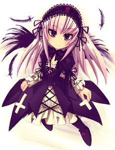 Rating: Safe Score: 0 Tags: 1girl artist_request black_feathers black_wings blush boots cross dress feathered_wings feathers flower frilled_sleeves frills full_body hairband image long_hair long_sleeves looking_at_viewer pink_eyes purple_dress red_eyes ribbon rose rozen_maiden silver_hair simple_background smile solo suigintou very_long_hair wavy_mouth wings User: admin