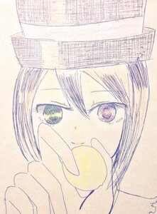 Rating: Safe Score: 0 Tags: 1girl bangs black_hair closed_mouth eyebrows_visible_through_hair face food fruit hair_between_eyes holding_food image looking_at_viewer smile solo souseiseki traditional_media User: admin