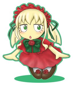 Rating: Safe Score: 0 Tags: 1girl blonde_hair bow chibi dress flower green_eyes image long_hair pink_rose red_flower red_rose rose shinku simple_background solo twintails User: admin