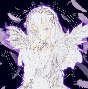 Rating: Safe Score: 0 Tags: 1girl angel_wings dress feathered_wings feathers flower image long_hair looking_at_viewer purple_eyes ribbon silver_hair smile solo star_(symbol) suigintou white_wings wings User: admin