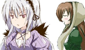 Rating: Safe Score: 0 Tags: 2girls brown_hair dress image long_hair long_sleeves multiple_girls pair silver_hair simple_background suigintou suiseiseki white_background User: admin