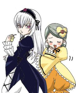 Rating: Safe Score: 0 Tags: 2girls blush closed_eyes dress frills hairband image kanaria long_hair long_sleeves multiple_girls open_mouth pair pink_eyes silver_hair simple_background suigintou white_background User: admin