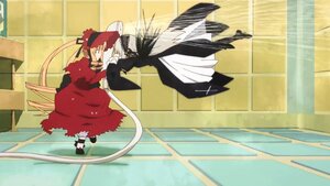 Rating: Safe Score: 0 Tags: 1girl blonde_hair dress frills hat image long_hair long_sleeves pair shinku standing suigintou very_long_hair User: admin