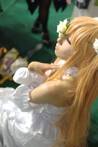 Rating: Safe Score: 0 Tags: 1girl blonde_hair blurry blurry_background blurry_foreground closed_eyes depth_of_field dress flower hair_ornament kirakishou lips long_hair profile realistic solo white_dress white_flower User: admin