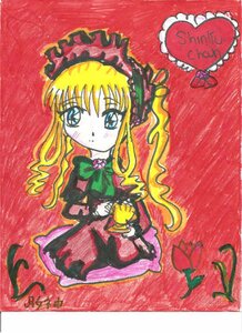 Rating: Safe Score: 0 Tags: 1girl blonde_hair blue_eyes bonnet bow bowtie dress heart image long_hair long_sleeves looking_at_viewer marker_(medium) red_background red_dress shinku solo traditional_media watercolor_(medium) User: admin