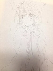 Rating: Safe Score: 0 Tags: 1girl blush costume_switch dress hair_between_eyes image looking_at_viewer monochrome sketch solo User: admin