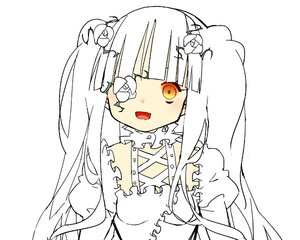 Rating: Safe Score: 0 Tags: 1girl :d bangs detached_collar dress eyebrows_visible_through_hair flower hair_flower hair_ornament image kirakishou long_hair looking_at_viewer open_mouth simple_background solo twintails upper_body white_background white_flower User: admin