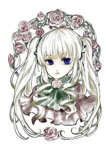Rating: Safe Score: 0 Tags: 1girl blue_eyes capelet expressionless flower image long_hair looking_at_viewer pink_flower pink_rose ribbon rose shinku solo striped thorns twintails white_background white_rose User: admin