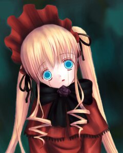 Rating: Safe Score: 0 Tags: 1girl blonde_hair blue_eyes bow capelet dress drill_hair flower image long_hair long_sleeves looking_at_viewer red_dress rose shinku solo twintails upper_body User: admin