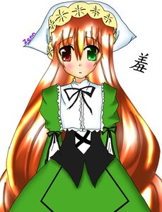 Rating: Safe Score: 0 Tags: 1girl blush dress green_dress green_eyes heterochromia image long_hair long_sleeves looking_at_viewer puffy_sleeves red_eyes simple_background solo suiseiseki very_long_hair white_background User: admin