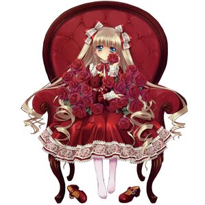 Rating: Safe Score: 0 Tags: 1girl blonde_hair blue_eyes blush bouquet chair dress drill_hair flower image lolita_fashion long_hair mary_janes pantyhose pink_rose red_flower red_rose rose shinku shoes shoes_removed solo solo_shoe stuffed_animal tail white_legwear User: admin