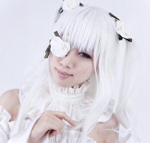 Rating: Safe Score: 0 Tags: 1girl bangs closed_mouth flower hair_flower hair_ornament kirakishou lips looking_at_viewer own_hands_together smile solo sweater white_flower white_hair white_rose white_theme User: admin
