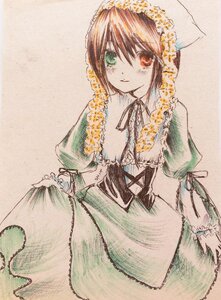 Rating: Safe Score: 0 Tags: 1girl black_ribbon brown_hair costume_switch dress flower frills green_dress green_eyes heterochromia image long_sleeves looking_at_viewer red_eyes ribbon simple_background solo suiseiseki traditional_media User: admin