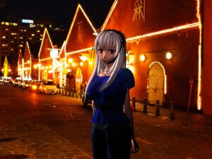 Rating: Safe Score: 0 Tags: 1girl belt breasts building city city_lights denim hairband image jeans lamppost long_hair looking_at_viewer night open_mouth pants photo_background shirt silver_hair solo standing suigintou User: admin