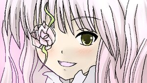 Rating: Safe Score: 0 Tags: 1girl :d blush close-up eyebrows_visible_through_hair face flower image kirakishou long_hair looking_at_viewer open_mouth pink_hair portrait simple_background smile solo User: admin