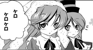 Rating: Safe Score: 0 Tags: 2girls blush dress frills greyscale hat image long_sleeves looking_at_viewer monochrome multiple_girls neck_ribbon pair ribbon sisters souseiseki suiseiseki top_hat User: admin