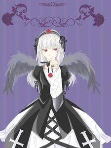 Rating: Safe Score: 0 Tags: 1girl black_dress black_wings dress flower frills hairband image juliet_sleeves long_hair long_sleeves looking_at_viewer puffy_sleeves red_eyes ribbon rose silver_hair solo suigintou wings User: admin