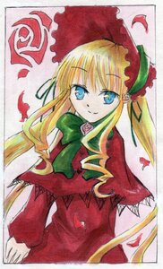 Rating: Safe Score: 0 Tags: 1girl auto_tagged bangs blonde_hair blue_eyes bonnet bow bowtie dress flower green_bow green_neckwear image long_hair long_sleeves looking_at_viewer marker_(medium) photo red_dress rose shikishi shinku sidelocks simple_background smile solo traditional_media twintails watercolor_(medium) white_background User: admin