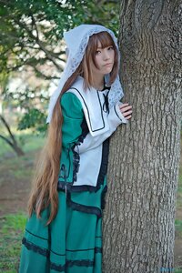 Rating: Safe Score: 0 Tags: 1girl blue_eyes blurry brown_hair closed_mouth day hood long_hair nature outdoors solo standing suiseiseki tree User: admin