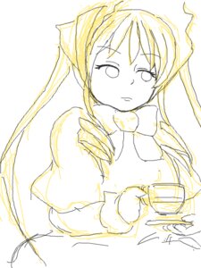 Rating: Safe Score: 0 Tags: 1girl bangs closed_mouth cup eyebrows_visible_through_hair holding holding_cup image long_hair long_sleeves scarf shinku sketch solo upper_body User: admin