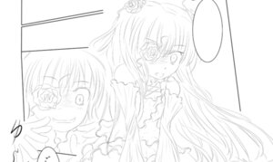 Rating: Safe Score: 0 Tags: 1girl blush dress eyepatch flower greyscale image kirakishou lineart long_hair monochrome rose shinku smile solo User: admin