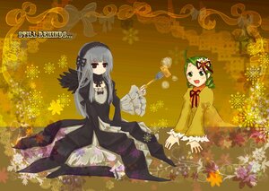 Rating: Safe Score: 0 Tags: 2girls dress flower frills green_eyes green_hair hairband image kanaria long_hair long_sleeves multiple_girls open_mouth pair ribbon silver_hair sitting suigintou wings User: admin