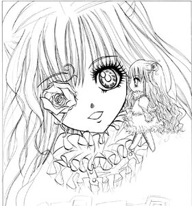 Rating: Safe Score: 0 Tags: 1girl flower frills greyscale hair_ornament image kirakishou lineart long_hair monochrome rose solo User: admin