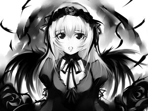 Rating: Safe Score: 0 Tags: 1girl black_wings blaze_(artist) dress feathers flower frills greyscale hairband image lolita_hairband long_hair long_sleeves looking_at_viewer monochrome neck_ribbon open_mouth ribbon rose rozen_maiden solo suigintou upper_body wings User: admin