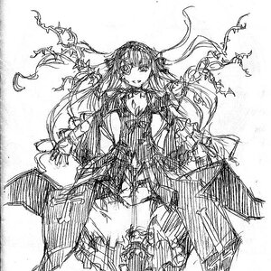 Rating: Safe Score: 0 Tags: 1girl dress greyscale image long_hair looking_at_viewer monochrome sketch smile solo suigintou User: admin