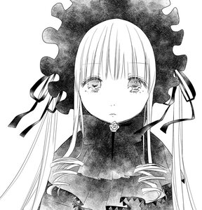 Rating: Safe Score: 0 Tags: 1girl bangs blush closed_mouth dress eyebrows_visible_through_hair flower greyscale image lolita_fashion long_hair looking_at_viewer monochrome ribbon rose shinku simple_background solo striped upper_body white_background User: admin