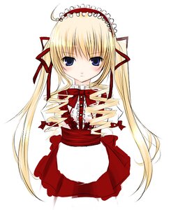 Rating: Safe Score: 0 Tags: 1girl artist_request blonde_hair blue_eyes blush bow bowtie dress drill_hair frills image long_hair long_sleeves looking_at_viewer maid photoshop_(medium) ribbon rozen_maiden shinku simple_background solo twintails very_long_hair white_background User: admin