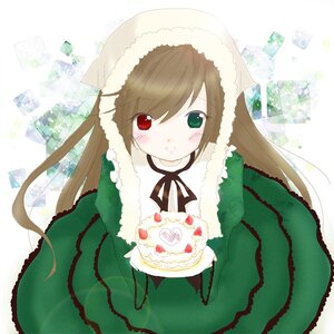 Rating: Safe Score: 0 Tags: 1girl bangs blush brown_hair cake dress food frills green_dress green_eyes hat head_scarf heterochromia image long_hair long_sleeves looking_at_viewer red_eyes solo suiseiseki very_long_hair User: admin