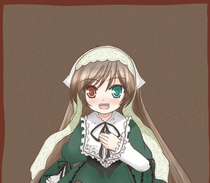 Rating: Safe Score: 0 Tags: 1girl :d black_ribbon blush brown_hair dress green_dress heterochromia image long_hair long_sleeves looking_at_viewer open_mouth red_eyes ribbon simple_background smile solo suiseiseki very_long_hair User: admin